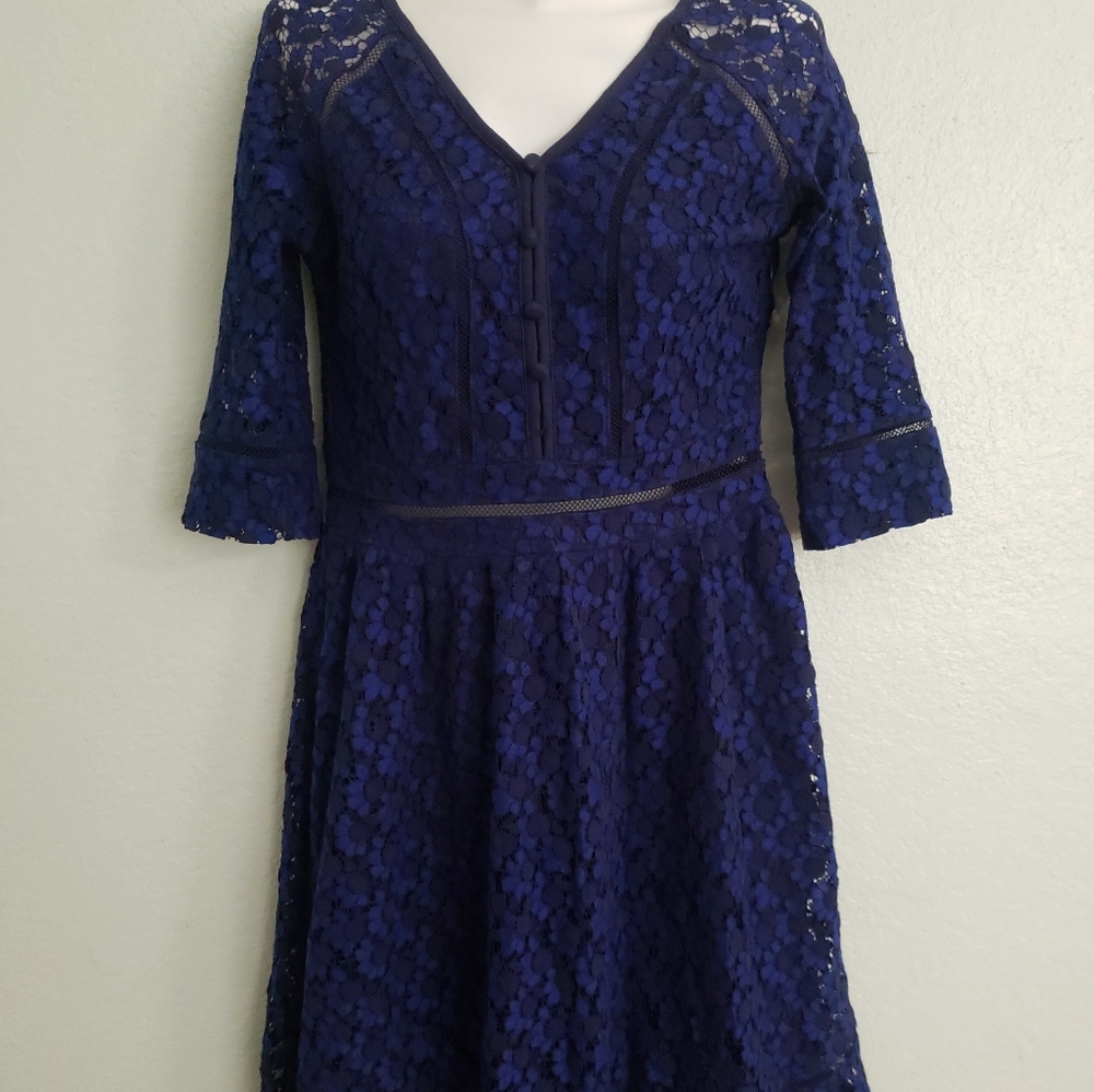 Miss May retro gorgeous city navy blue dress size medium